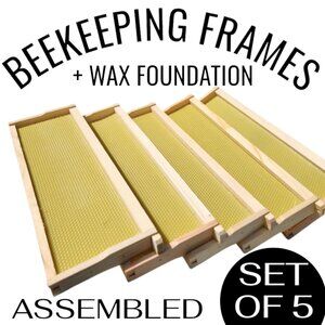 Beekeeping Equipment 5 Medium Frames + 5 Wax Foundation ASSEMBLED For Super Boxe